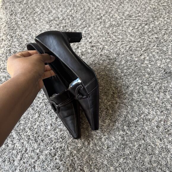 VTG Paul Green Leather Low Kitten Heel Pumps Black Y2K 90s Pointed Toe US 6 - Picture 8 of 12